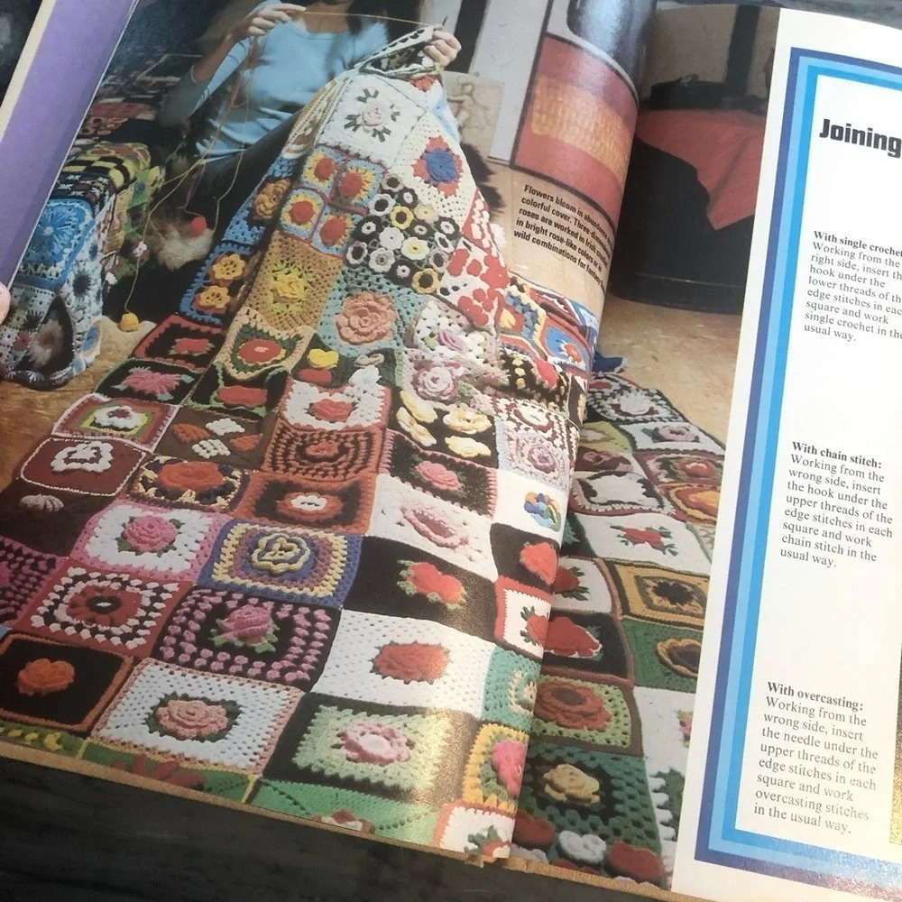 Home decorating with knitting and crochet Mary Harding 1973 1975 BoHo needlework - Picture 10 of 15